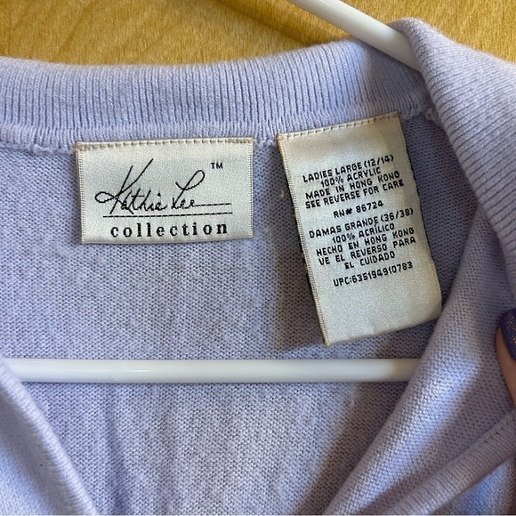 Lavender sweater from Kathy Lee collection mock button up with V-neck and collar - Picture 3 of 3